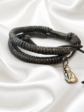 Handmade Adjustable Leather Wrap Bracelet NWT Boho Rustic Charm Artisan